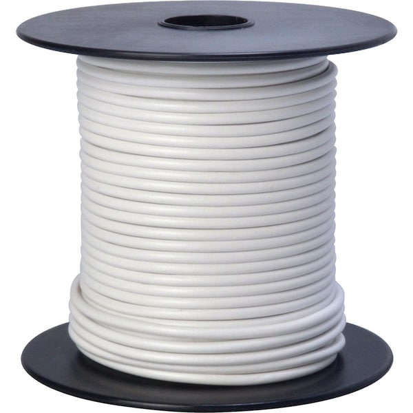 Road Power Primary Wire, Copper, 16 AWG, 1C, White, Stranded, 100 ft. 55667923 - main